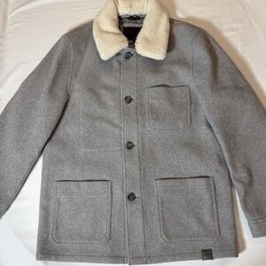 Michael Kors Pea Coat Mens M Gray Wool Blend Button Up Winter Jacket Business